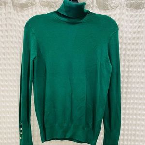 Zara Emerald Green Turtleneck With Gold Buttons - Excellent Condition!
